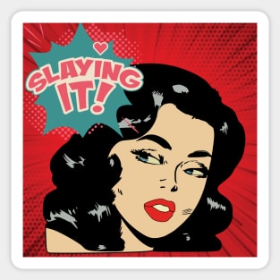 Slaying It Vintage Comic Vibes! Sticker